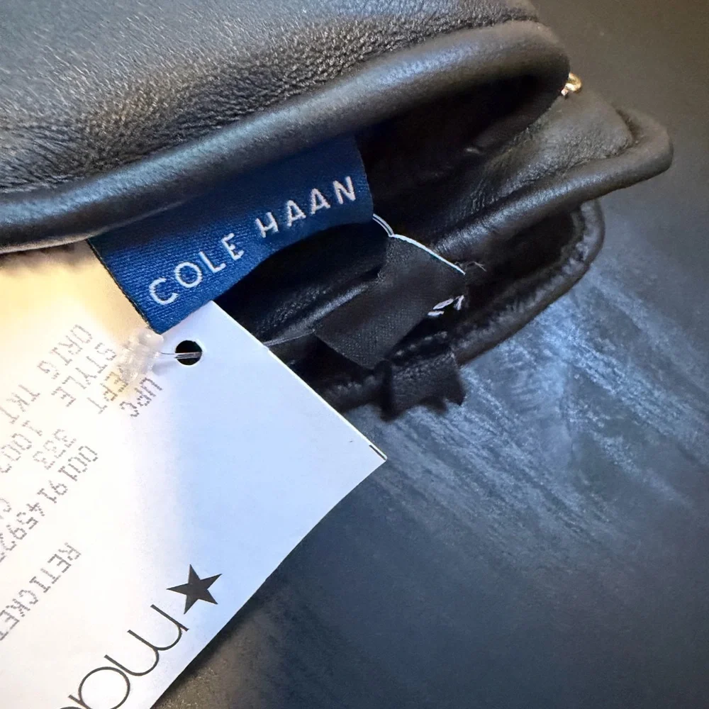 Cole Haan Black Leather Mittens